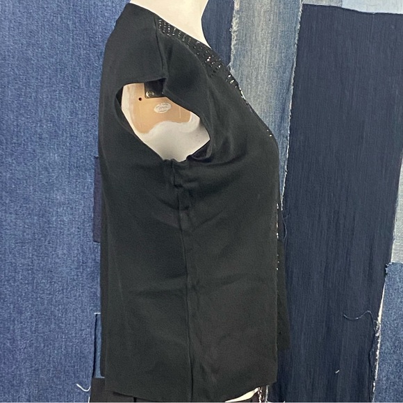 Festive V Neck Sleeveless Top w/Multi Pastel Beaded Detail on Front Sz L/XL - Picture 5 of 8